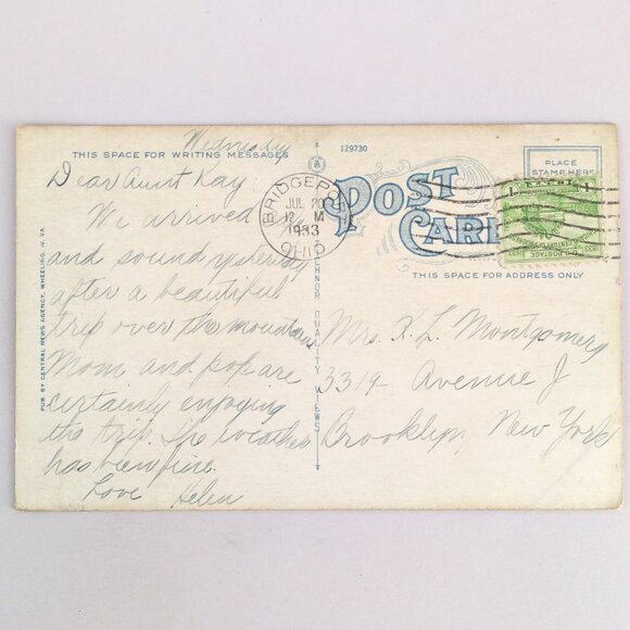 Madonna of the Trail Pioneer Mothers Memorial Wheeling WV 1933 Postcard - Picture 2 of 2